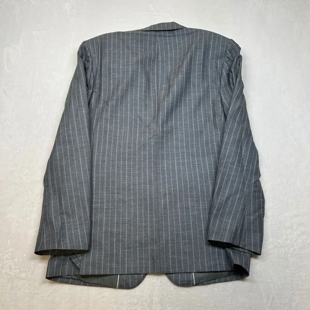 Banana Republic Silk Linen Sport Coat Mens 38R Grey Stripe Vitale Barberis Italy